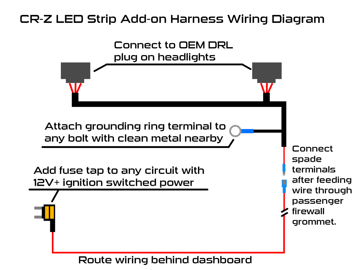 Honda CR-Z Headlight LED DRL Addon Harness